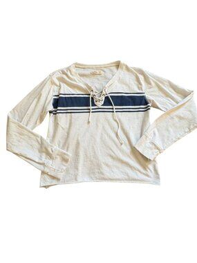 Hollister Long Sleeve CroppedT-Shirt W/ Lace Up Neckline-White-Size S-GUC